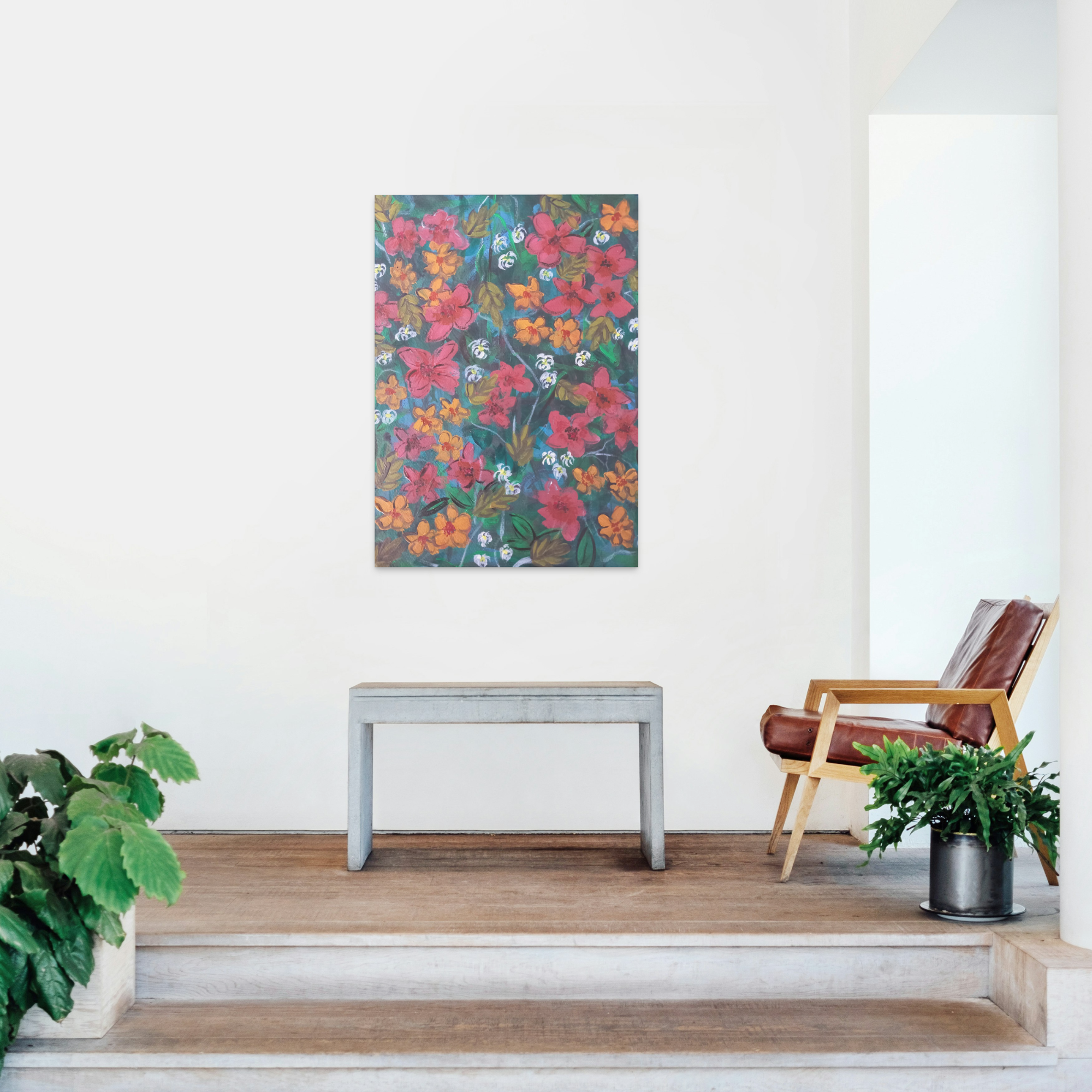 Abstract Floral Wall Art | Original Acrylic Painting | 9.5x11.5 | Watercolor Paper | Botanical Home Décor