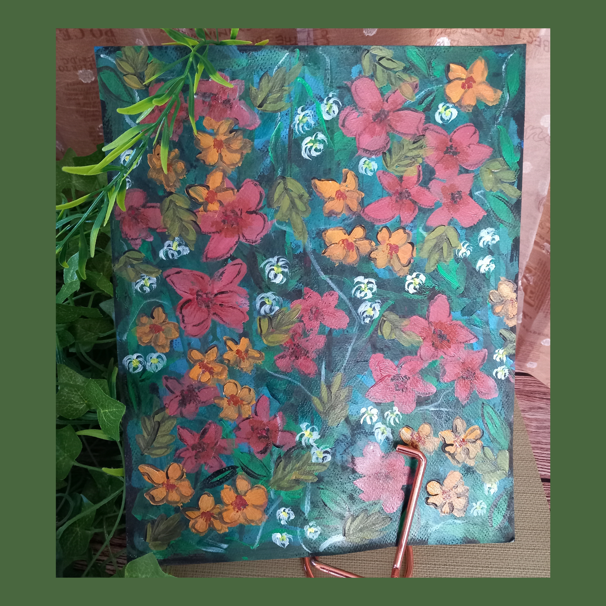 Abstract Floral Wall Art | Original Acrylic Painting | 9.5x11.5 | Watercolor Paper | Botanical Home Décor