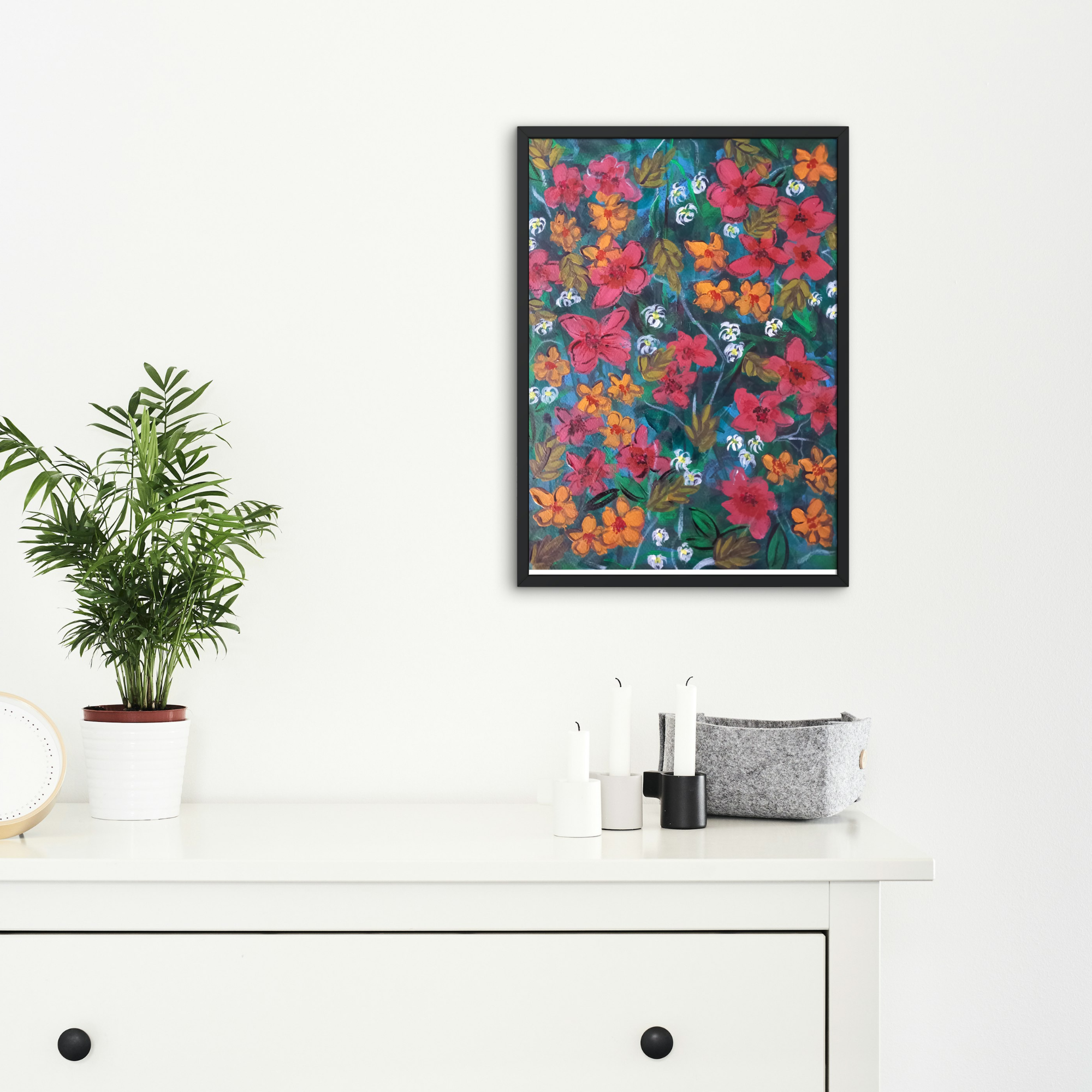 Abstract Floral Wall Art | Original Acrylic Painting | 9.5x11.5 | Watercolor Paper | Botanical Home Décor