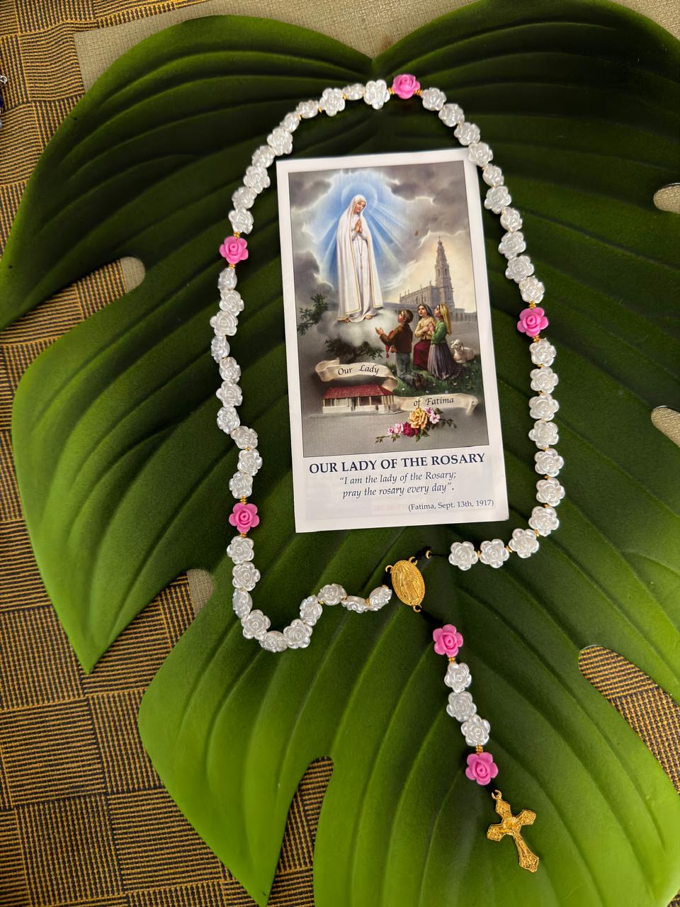 Rose of Grace Rosary – White & Rose/Holy Rosary/Catholic Rosary Beads/Religious Gift idea